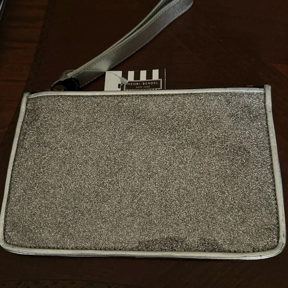 Henri Bendel Silver Glitter Wristlet NWT